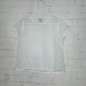 Liz Claiborne medium petite white sheer‎ top